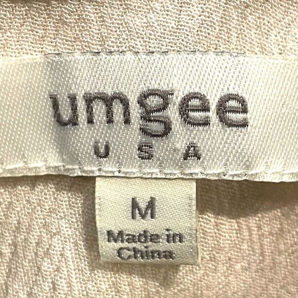 Umgee Eggshell White Long Sleeve Midi Dress with Navy Embellishments Size Medium - Picture 8 of 10